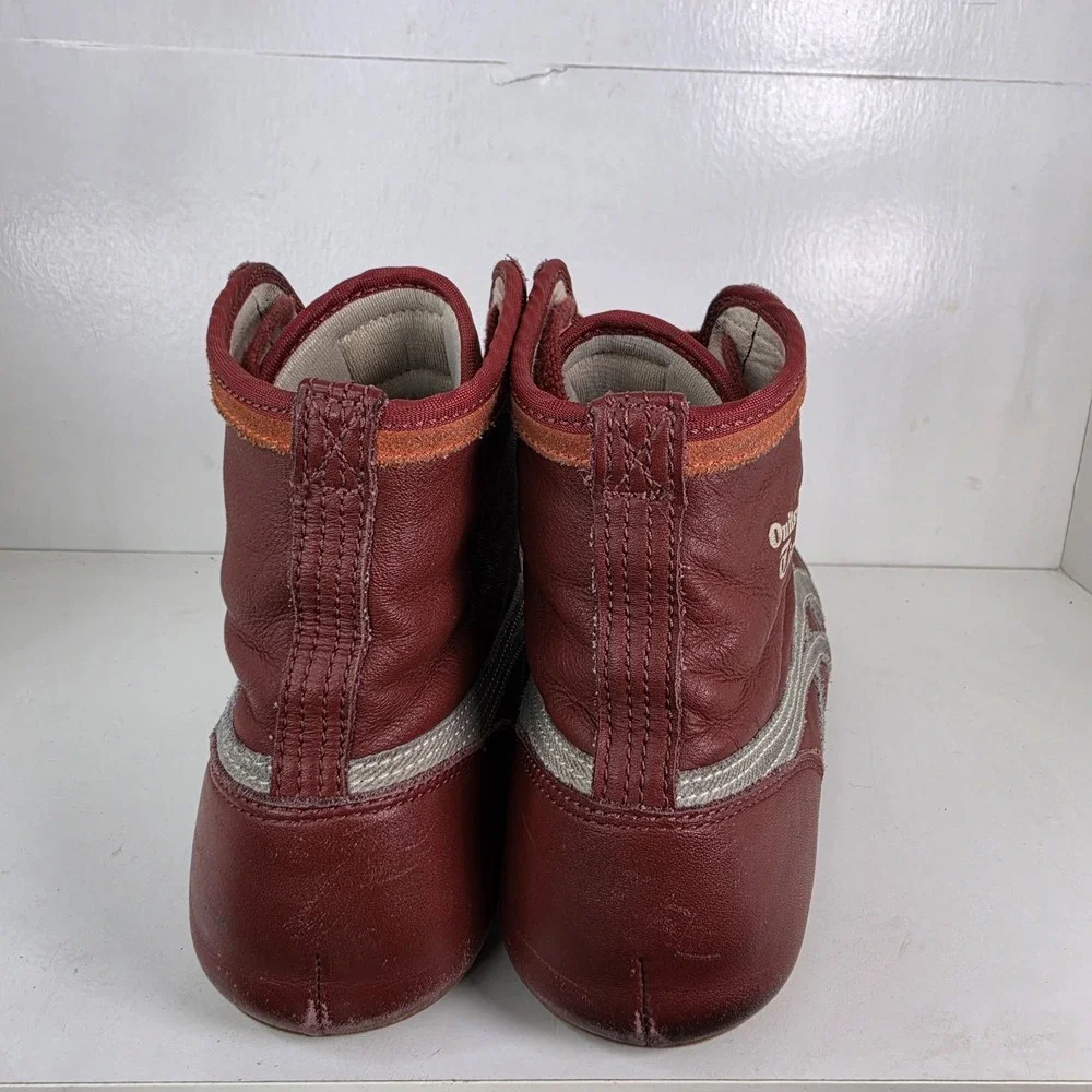 Ontisuka Tigers Asics Wrestling Shoes Red Brown Mens Sz 12 VTG Leather 2004 RARE